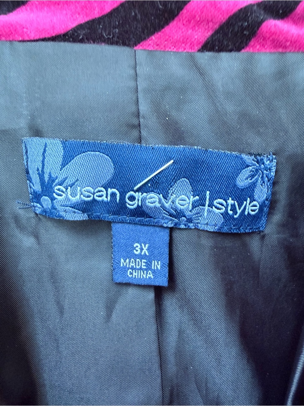 Susan Graver Style 3X Velvet Zebra Jacket Pink Purple Black Swing Coat - Picture 8 of 9